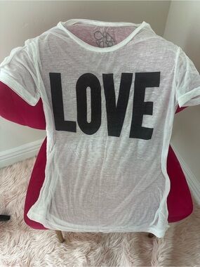 Chaser White Sheer 'LOVE' Short Sleeve Tee